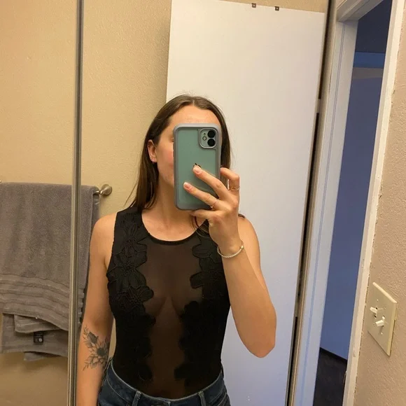 Charlotte Russe Black Lace Bodysuit - Picture 2 of 2